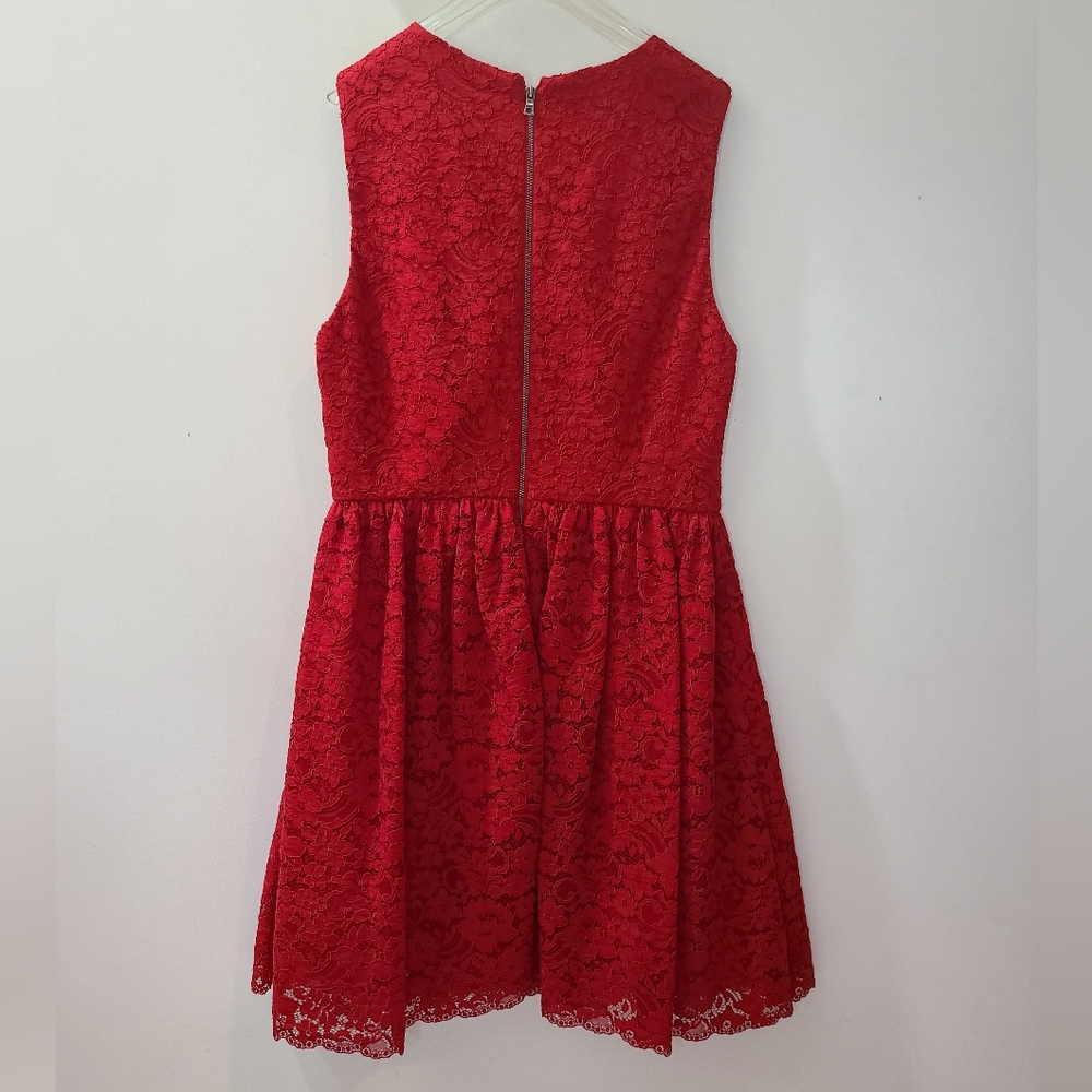 Alice + Olivia Kappa Lace A-line Dress Deep Ruby Red Sz 10 - Picture 5 of 13